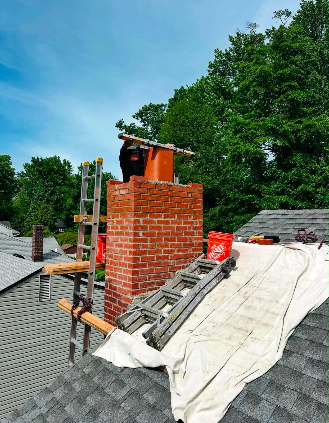 Rebuild & flashing before — ChimCrew Hilliard, OH