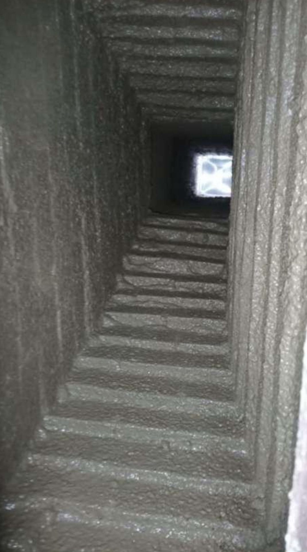 Smoke chamber parge coat — before and after — after