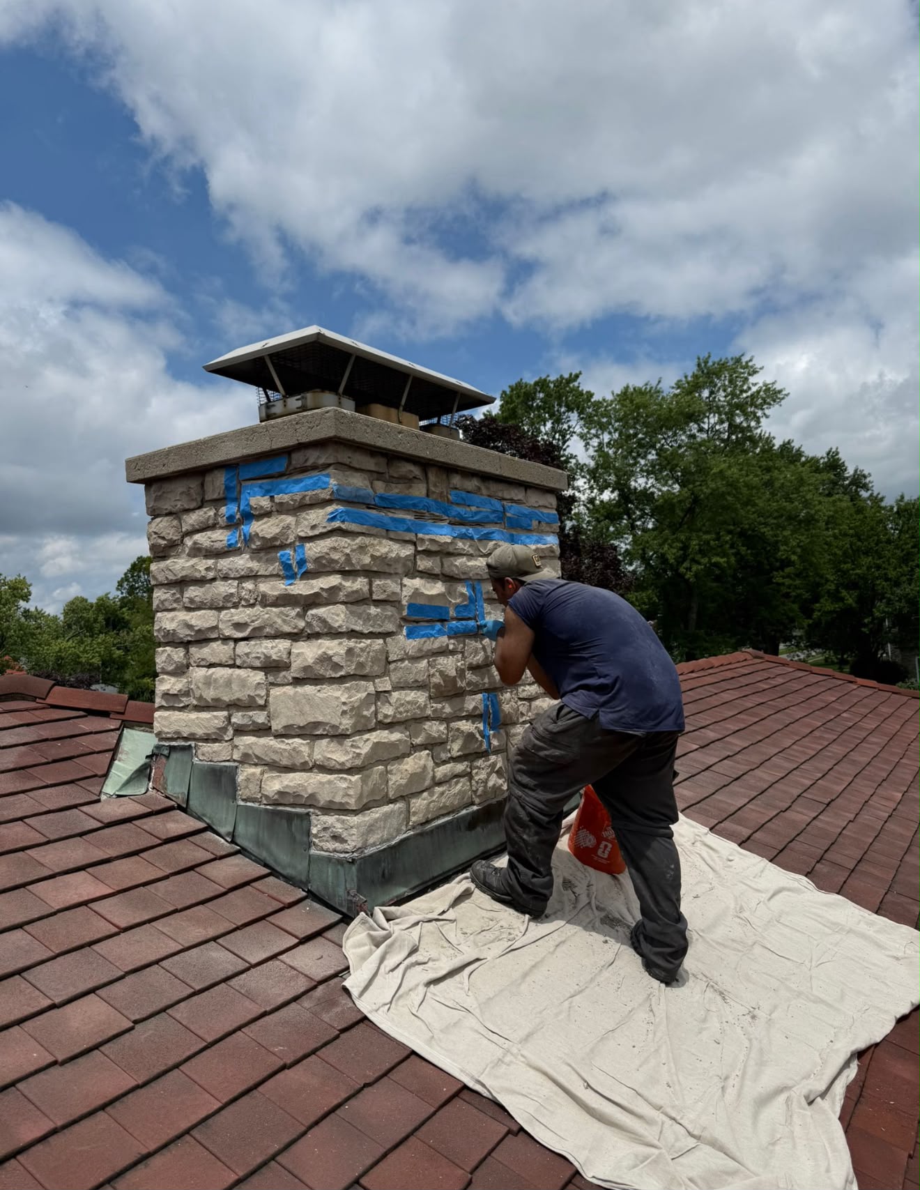 Stone Chimney Restoration — ChimCrew project in Upper Arlington, OH