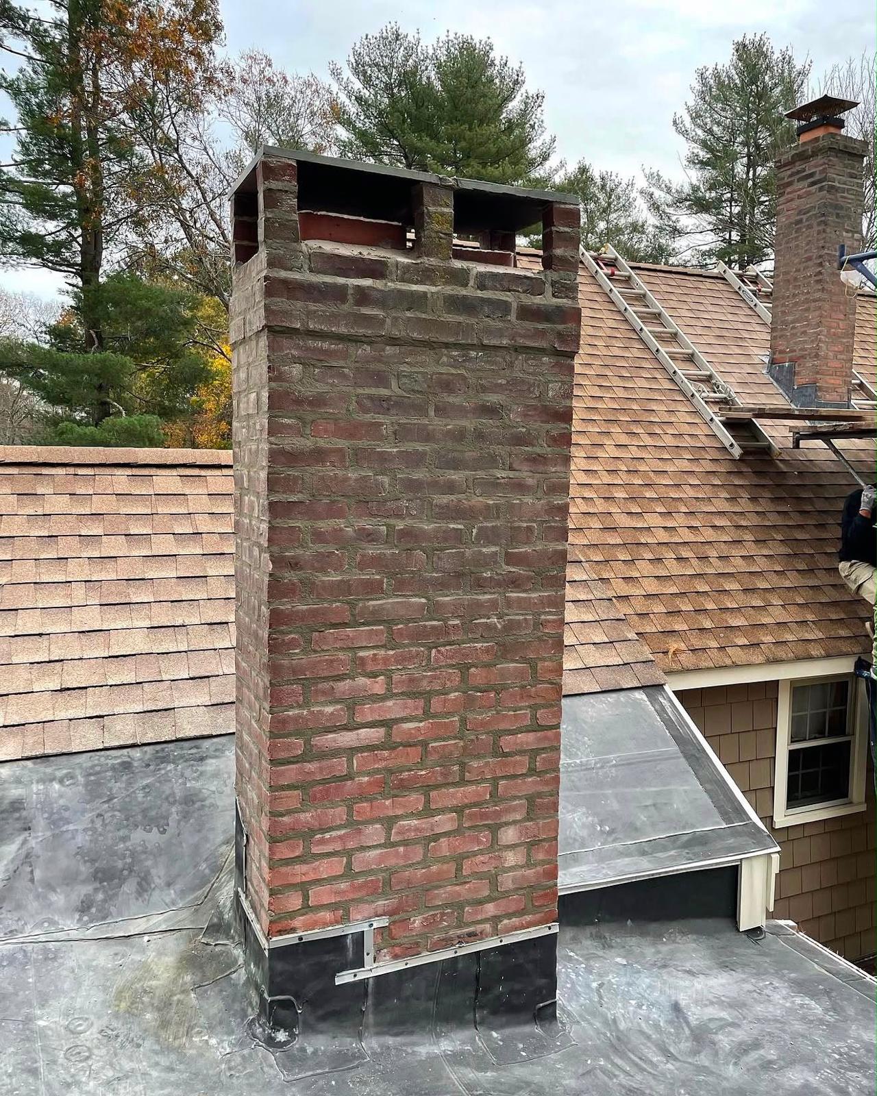Full chimney rebuild before — ChimCrew Dublin, OH