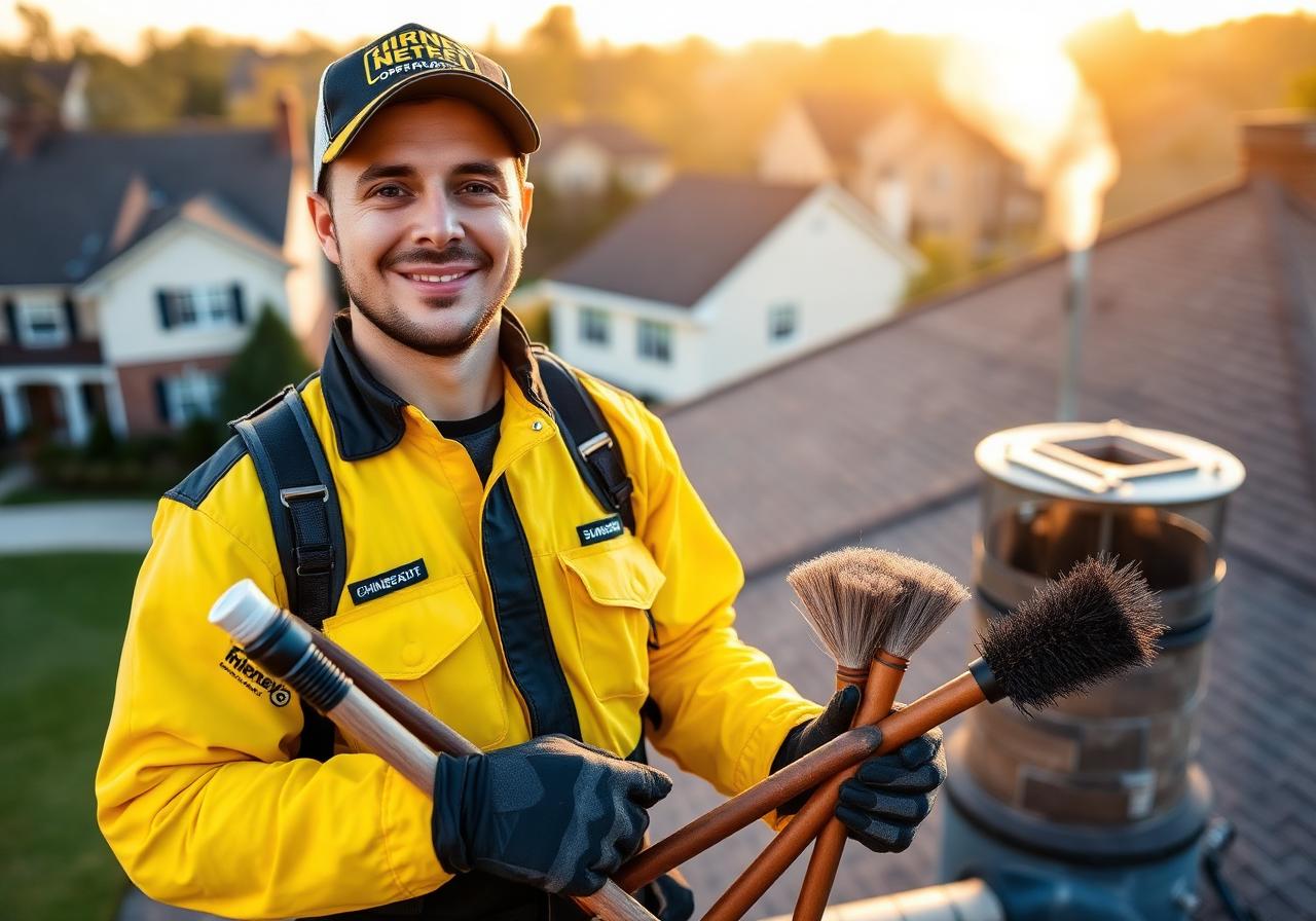 Chimney inspection on an Ohio rooftop