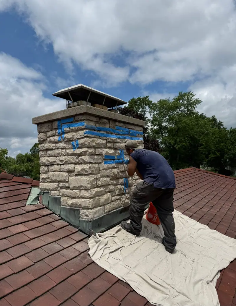Stone Chimney Restoration — Chimcrew - Chimney Sweep & Repair project in Upper Arlington, OH