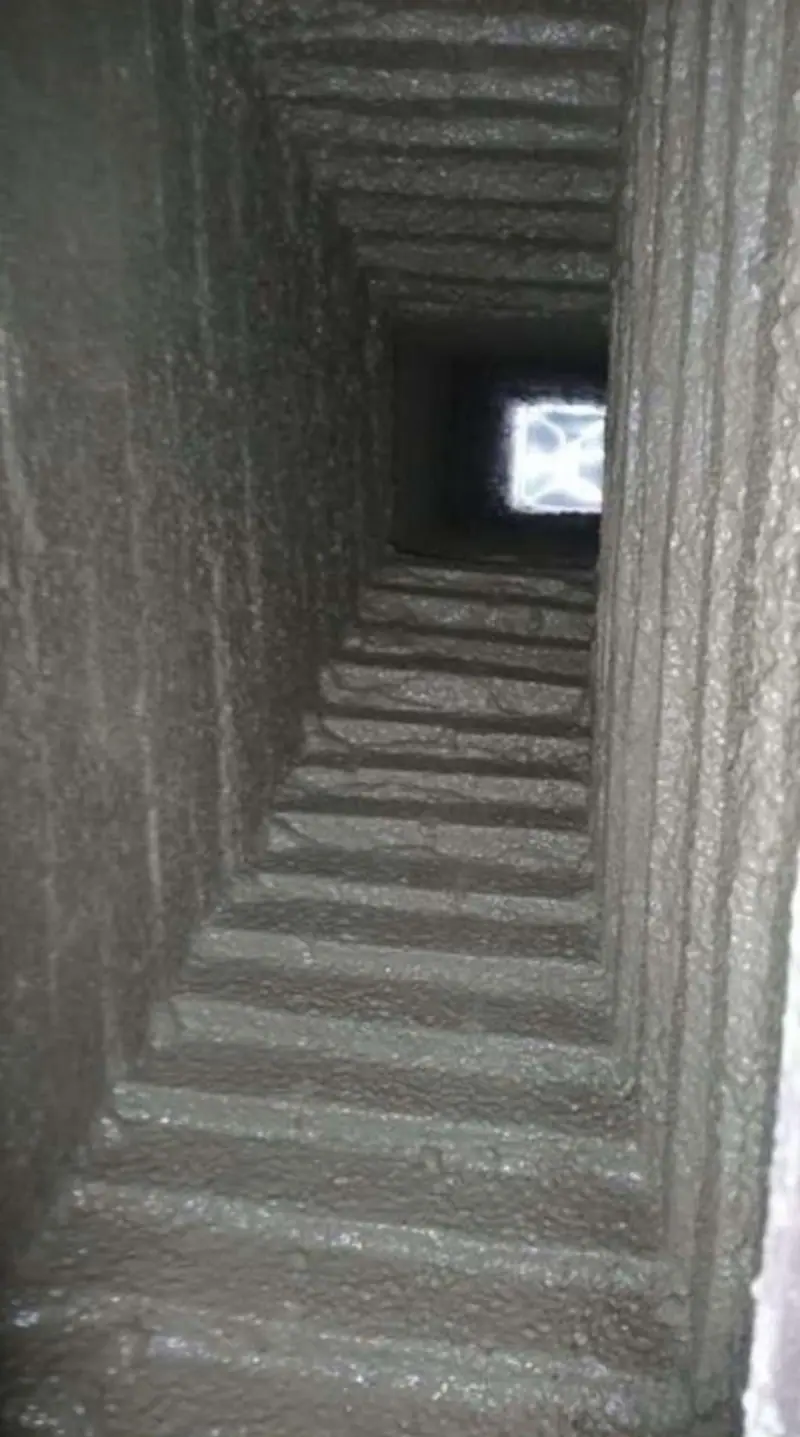 Smoke chamber parge coat — before and after — after