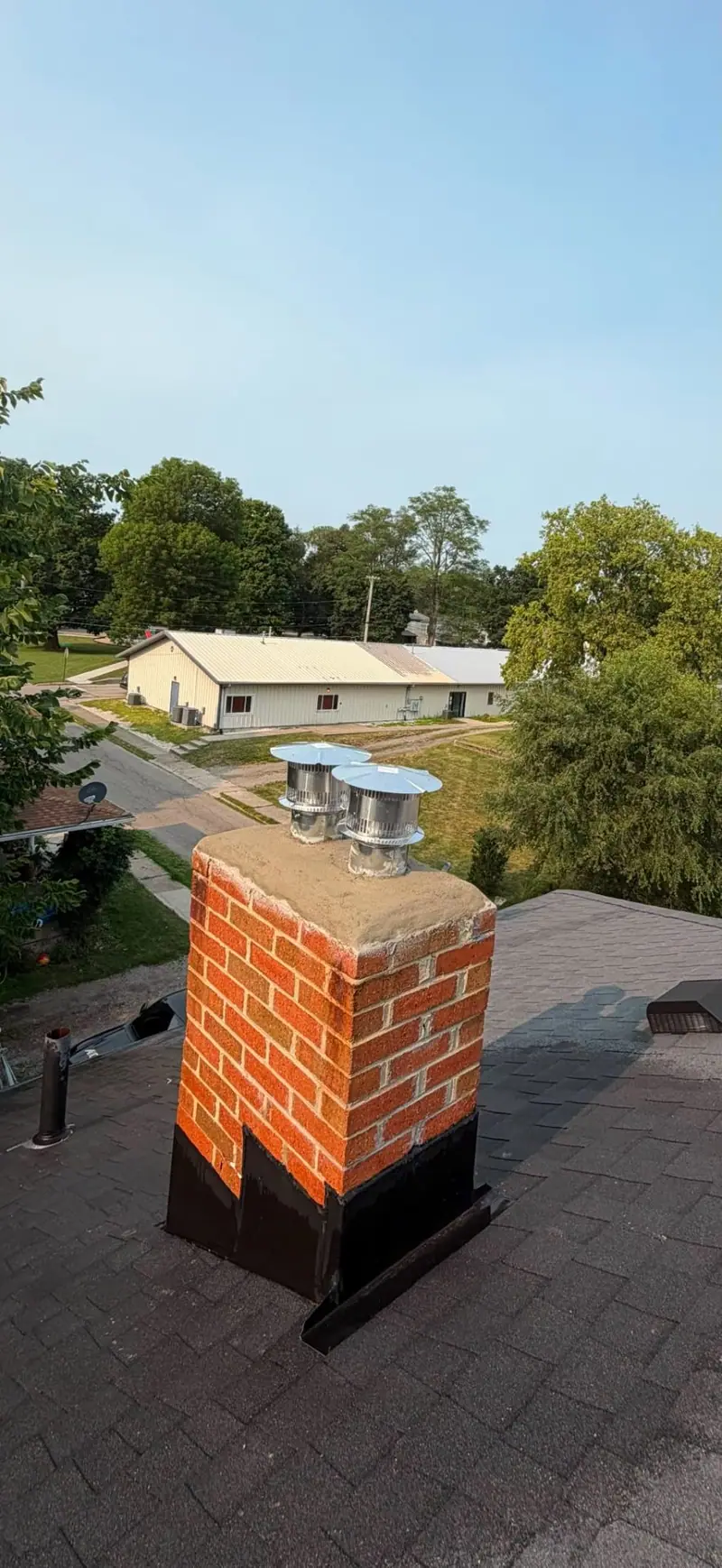 Fresh Crown + Twin Caps — Chimcrew - Chimney Sweep & Repair project in Worthington, OH